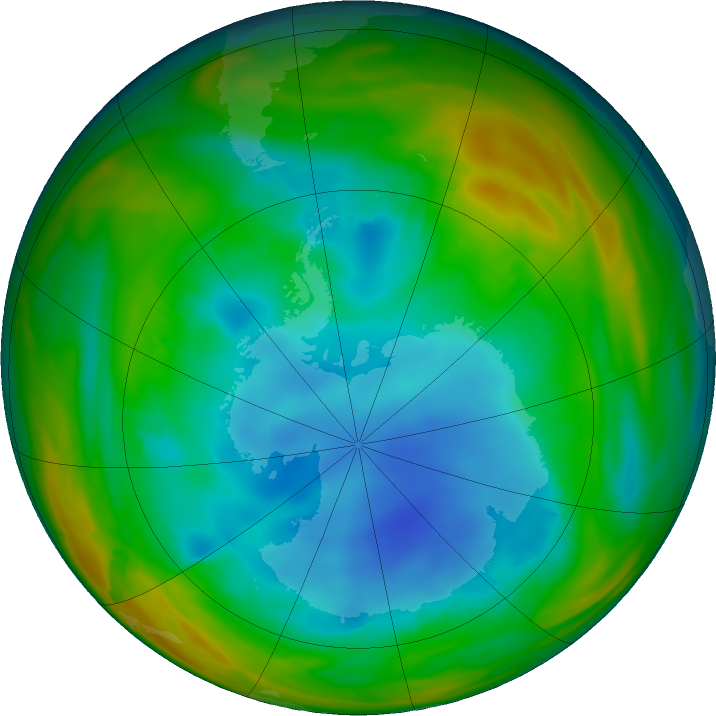 Antarctic ozone map for 27 July 2018
